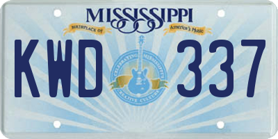 MS license plate KWD337