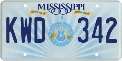 MS license plate KWD342