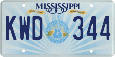 MS license plate KWD344