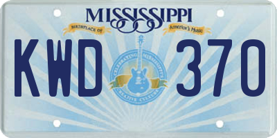 MS license plate KWD370