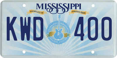 MS license plate KWD400