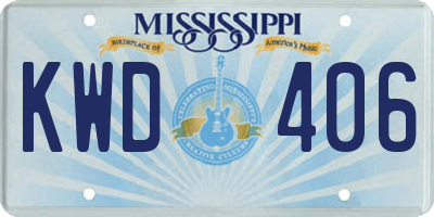 MS license plate KWD406