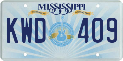 MS license plate KWD409