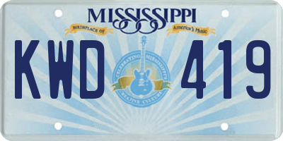 MS license plate KWD419
