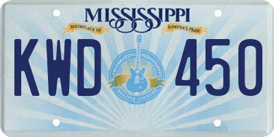 MS license plate KWD450