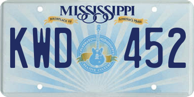 MS license plate KWD452