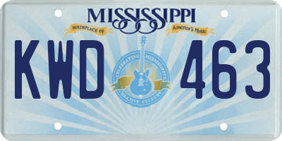 MS license plate KWD463