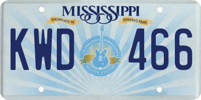 MS license plate KWD466
