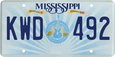 MS license plate KWD492