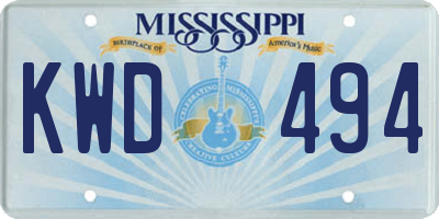MS license plate KWD494