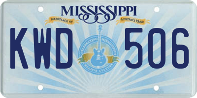 MS license plate KWD506