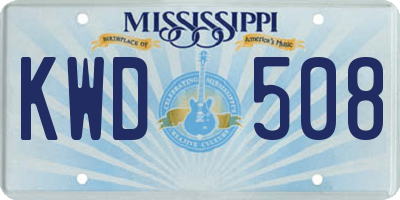 MS license plate KWD508