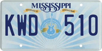 MS license plate KWD510