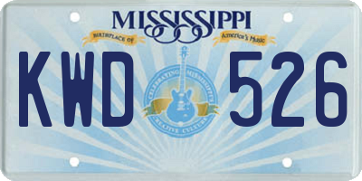 MS license plate KWD526