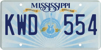 MS license plate KWD554