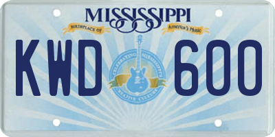MS license plate KWD600
