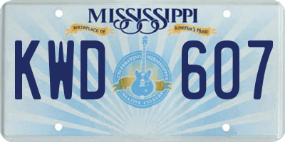 MS license plate KWD607