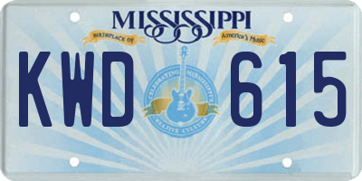 MS license plate KWD615
