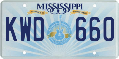 MS license plate KWD660