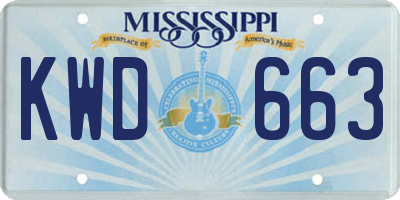 MS license plate KWD663