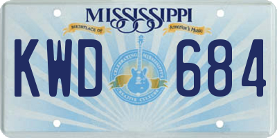 MS license plate KWD684