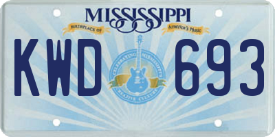 MS license plate KWD693