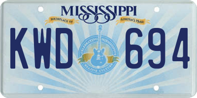 MS license plate KWD694