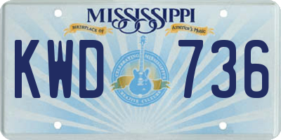 MS license plate KWD736