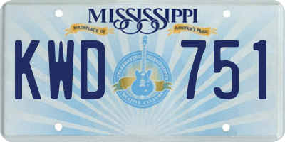 MS license plate KWD751
