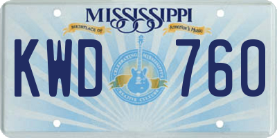 MS license plate KWD760