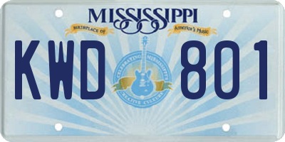 MS license plate KWD801