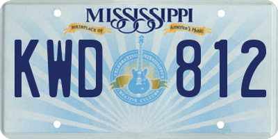MS license plate KWD812