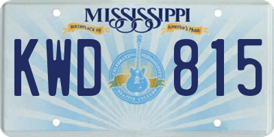 MS license plate KWD815