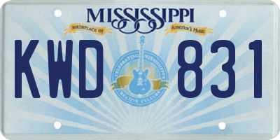 MS license plate KWD831