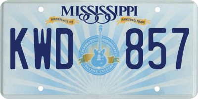 MS license plate KWD857