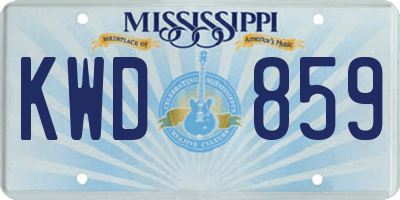 MS license plate KWD859