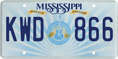 MS license plate KWD866