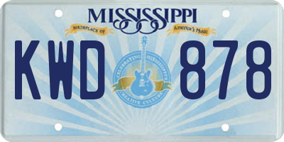 MS license plate KWD878