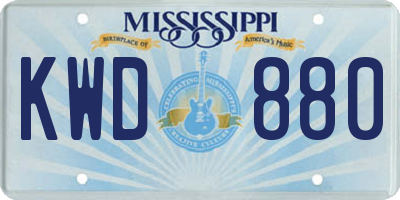 MS license plate KWD880