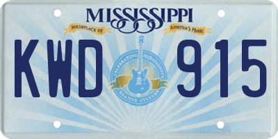 MS license plate KWD915