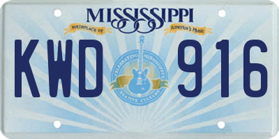 MS license plate KWD916