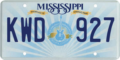 MS license plate KWD927