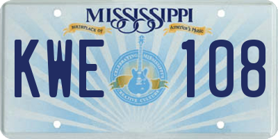 MS license plate KWE108