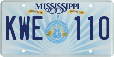 MS license plate KWE110