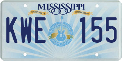 MS license plate KWE155