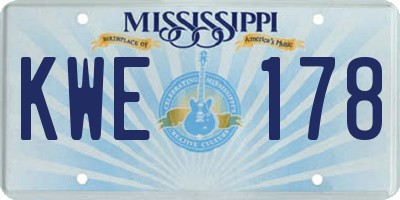 MS license plate KWE178