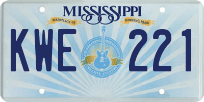 MS license plate KWE221