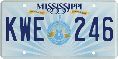 MS license plate KWE246