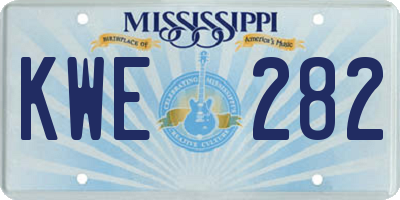 MS license plate KWE282