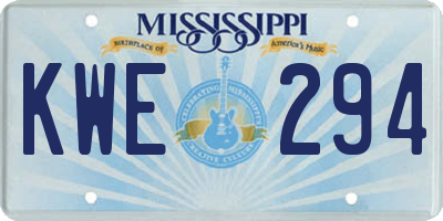 MS license plate KWE294